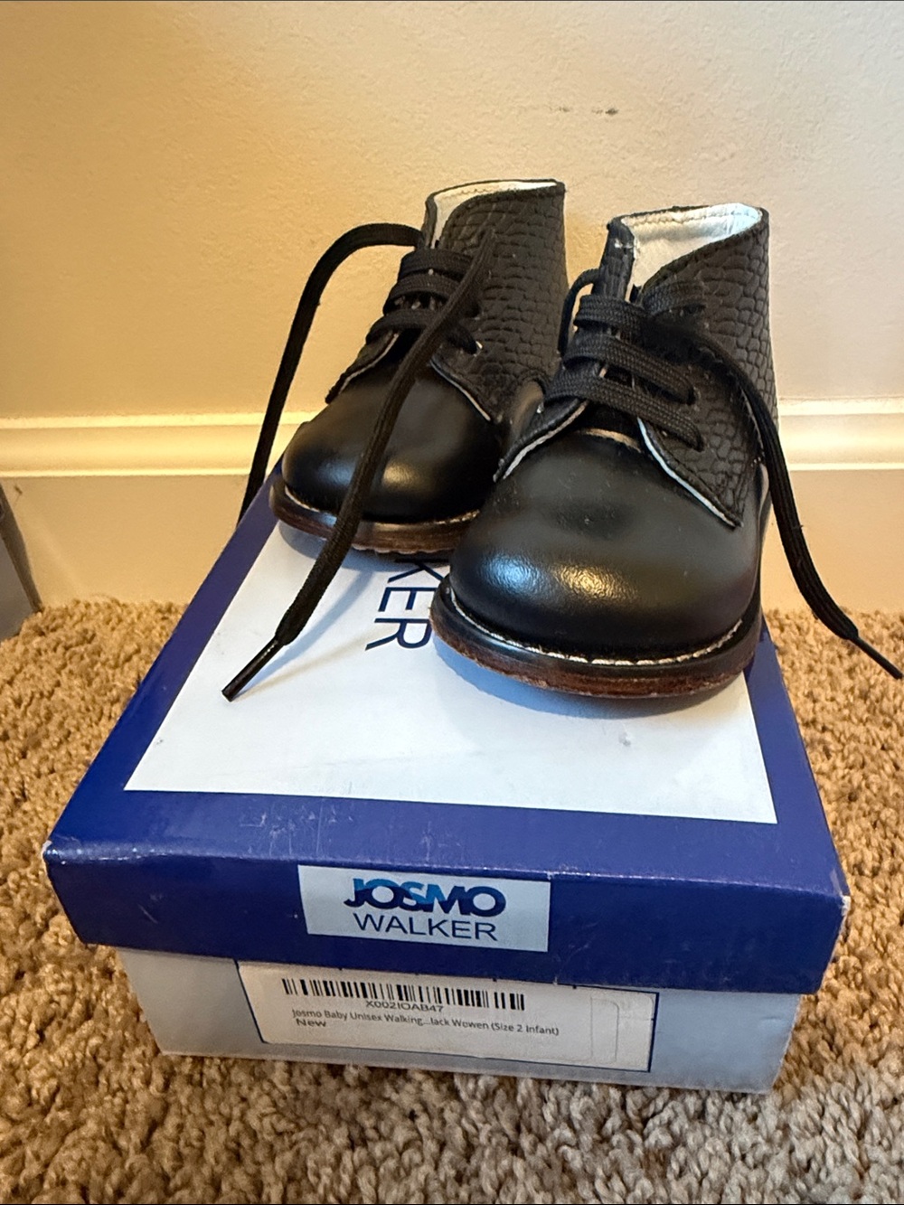 Josmo Black Baby Walker Lace-Up Shoes